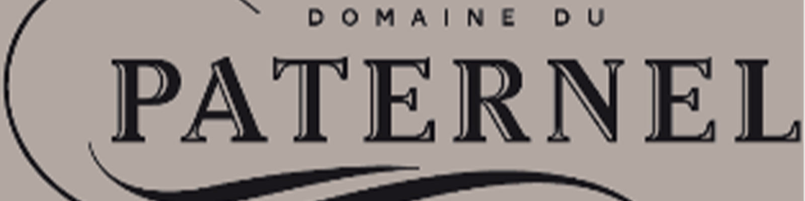 Logo with the text Domaine du Paternel in bold, elegant font against a beige background. Curved lines sweep beneath the text.