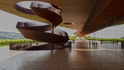 The spiral staircase at Antinori's Chianti Classico winery in Bargino, Tuscany
