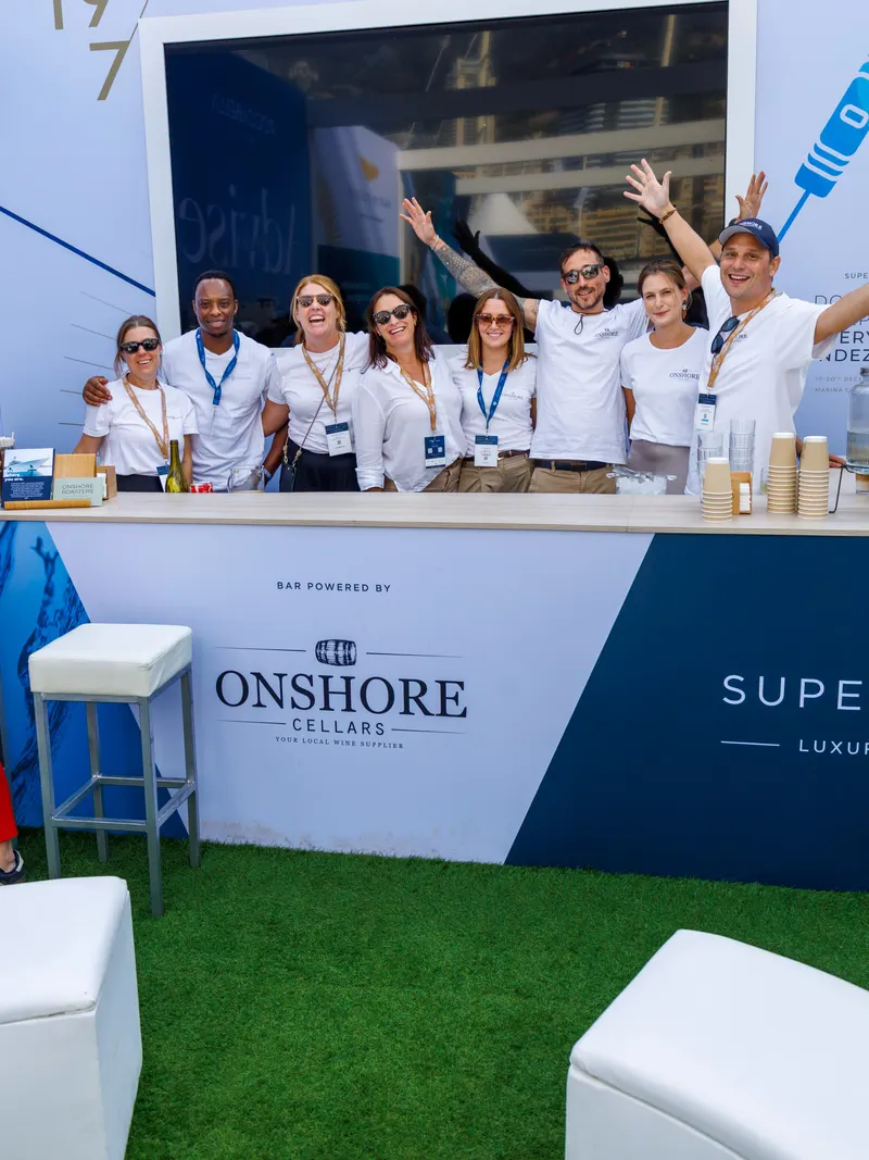 The Onshore Cellars team at our stand at the Monaco Yacht Show 2026